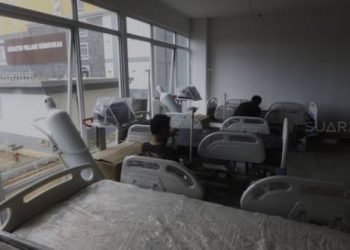 Rumah Sakit Darurat penanganan COVID-19 di Wisma Atlet Kemayoran, Jakarta, Minggu (22/3).