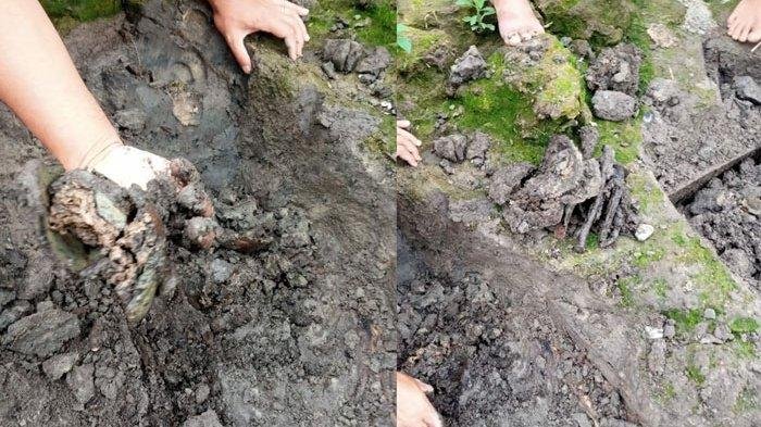 Tengkorak manusia yang ditemukan di aliran Sungai Situmandi.