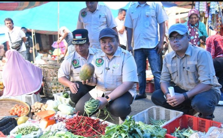 Bupati Tapsel Dolly Pasaribu saat belaja di pasar tradisional. (IST)