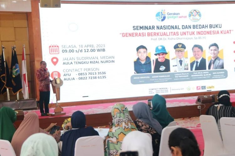 Gubernur Sumatera Utara (Sumut) Edy Rahmayadi menghadiri Seminar Nasional dan Bedah Buku "Generasi Berkualitas Untuk Indonesia Kuat" yang diselenggarakan oleh Gerakan Gadget Sehat di Aula Tengku Rizal Nurdin Jalan Sudirman Nomor 41 Medan, Selasa (18/4). (DISKOMINFO SUMUT)