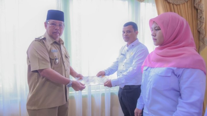Wakil Wali Kota Padangsidimpuan Arwin Diregar saat menyerahkan SK PPPK. (IST)