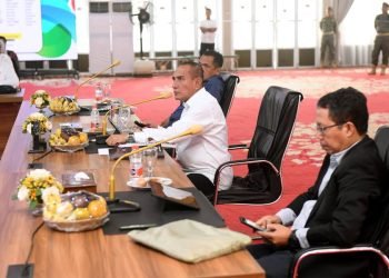 Gubernur Sumut, Edy Rahmayadi memimpin Rapat terkait PON XXI 2024 Aceh - Sumut di Aula Tengku Rizal Nurdin, Rumah Dinas Gubernur Sumut, Jalan Sudirman No. 41 Medan, Rabu (5/7/2023). (Dikominfo Sumut)