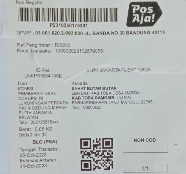 SEGERA DIUSUT. Kasus dugaan korupsi bibit jagung tahun 2021 di Toba segera diusut. KPK sudah memanggil Ketua LBH Laskar Merah Putih Toba Ir.Sahat Butarbutar untuk dimintai keterangan selaku saksi di kantor KPK RI Jakarta. Kamis (02/11/2023). (Tb 3)