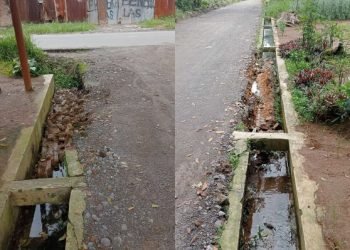 Betapa rusaknya pengerjaan proyek yang didanai APBD Deli Serdang terekam dalam foto ini.