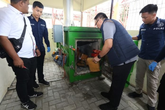 Sejumlah barang bukti narkotika saat hendak dimusnahkan di Polda Sumut.