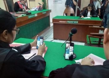Sidang pembacaan putusan terhadap terdakwa Abdurrahman yang diikuti terdakwa secara daring.