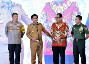 Pj Gubernur Sumut Hassanudin menghadiri Perayaan Natal Oikumene Polda Sumut di Gereja Oikumene Mapolda Sumut, Jalan Sisingamangaraja, Medan, Senin malam (15/1/2024). (Diskominfo Sumut)