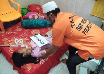 Proses rekonstruksi kasus suami bunuh istri di Serdang Bedagai.