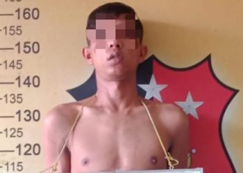 Pelaku penggelapan sepeda motor warga di Deli Serdang usai ditangkap. 