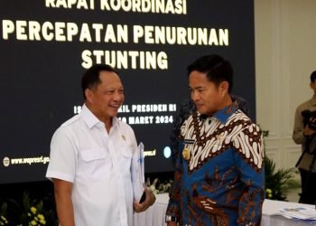 Penjabat (Pj) Gubernur Sumatera Utara (Sumut) Hassanudin  mengikuti rapat evaluasi pencapaian target prevalensi stunting bersama Tim Percepatan Penurunan Stunting (TPPS) yang dipimpin Wakil Presiden Ma’ruf Amin, di Istana Wapres, Jakarta, Selasa (19/3). (DISKOMINFO SUMUT)