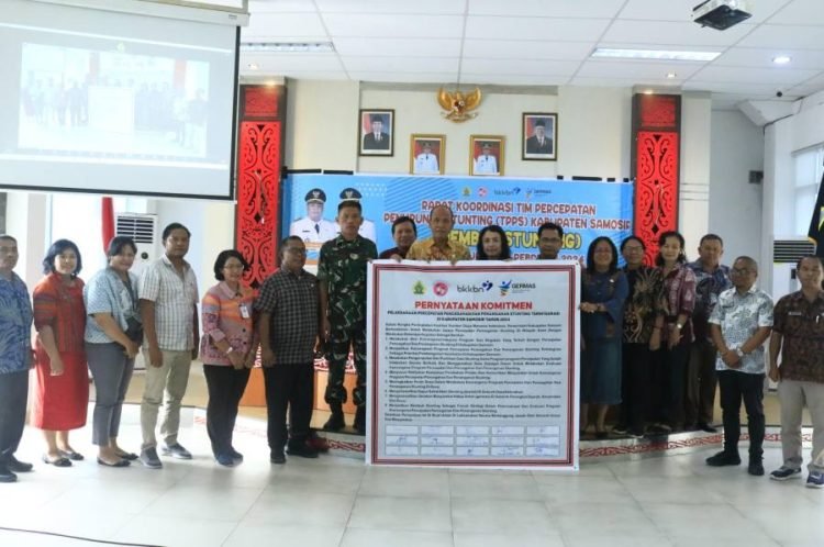 Wabup Samosir memimpin rapat percepatan penurunan stunting.(Suriono Brandoi)