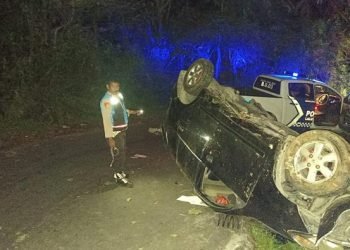 Kondisi mobil di lokasi. 