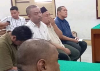 Keempat terdakwa korupsi dana KIP Universitas Al Washliyah Labuhanbatu menjalani sidang putusan di Pengadilan Tipikor Medan. 