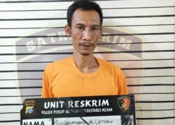 Tersangka pembakaran Herlinda Gurusinga di Percut Seituan diamankan polisi. 