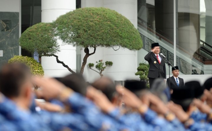 Pj Gubernur Sumatera Utara (Sumut) Hassanudin menjadi Inspektur Upacara Peringatan Ke-116 Hari Kebangkitan Nasional (Harkitnas) di Lapangan Kantor Gubernur Sumut Jalan Diponegoro Nomor 30 Medan, Senin (20/5). (Diskominfo Provsu)