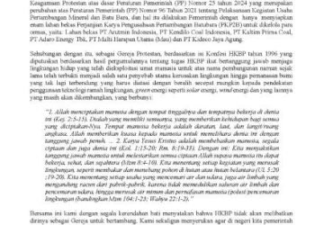 Pernyataan pers Ephorus HKBP tentang gereja ikut bertambang pada era pemanasan bumi. 