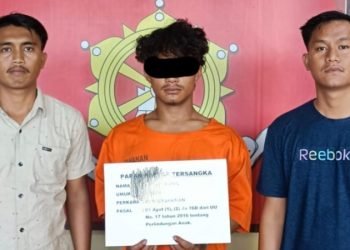 Tersangka US diamankan di Sat Reskrim Polres Dairi.