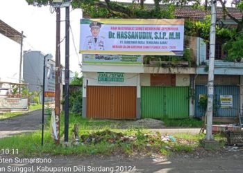 Spanduk dukungan mantan Pj Gubernur Sumut Hassanudin maju Pilgubsu muncul di pinggiran Kota Medan.