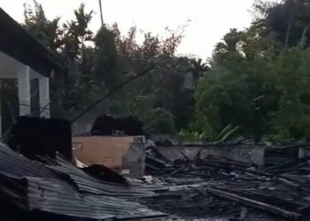Lokasi rumah yang terbakar di Desa Buluh Awar, Deli Serdang.