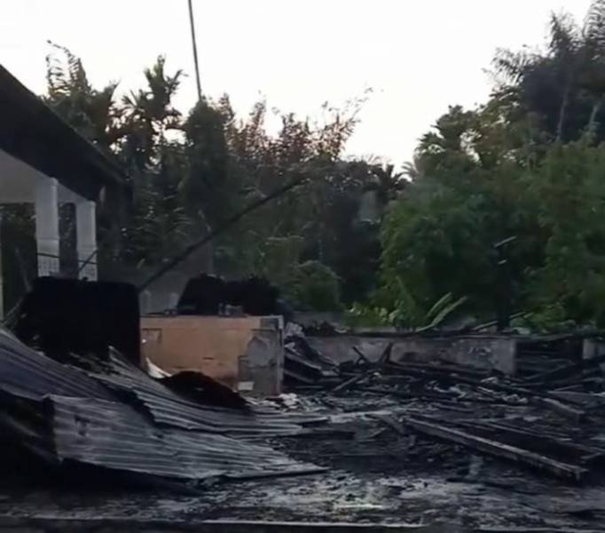 Lokasi rumah yang terbakar di Desa Buluh Awar, Deli Serdang.