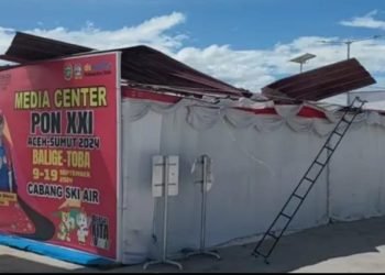 Media Centre PON XXI Aceh - Sumut di Venue F1H2O Balige. (IST)
