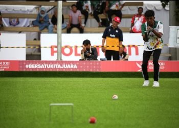 Duo atlet Sumut Bendri Arianto Sirait dan Ilham Ridho berhasil meraih emas setelah menaklukkan ganda pria asal Sulawesi Utara (Sulut), Cyaisi Jonathan Ilat dan Marselino Loksan Liwan, pada partai final, Kamis (19/9/2024) siang.(PB PON XXI)
