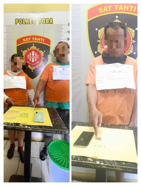 Pasutri PN-PMT dan perantara HN ditangkap Satreskoba Polres Toba.