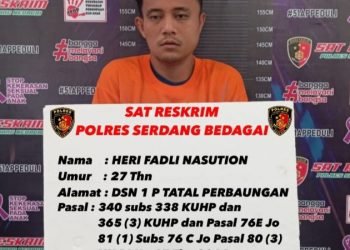 Tersangka pembunuhan siswi SMP yang jasadnya ditemukan dalam karung goni di kebun sawit. 