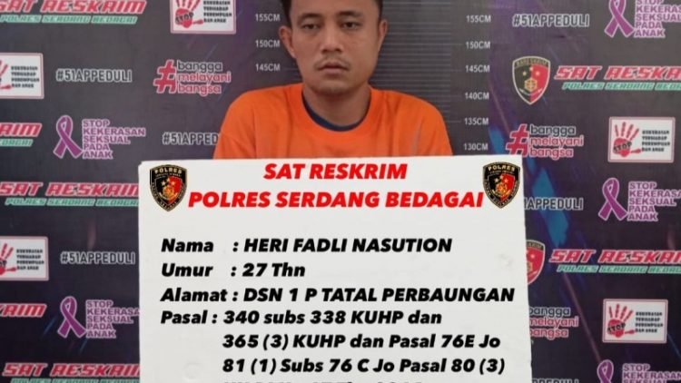 Tersangka pembunuhan siswi SMP yang jasadnya ditemukan dalam karung goni di kebun sawit.