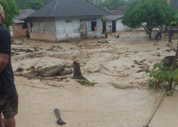 Desa Kota Tua, Kecamatan Tano Tombangan Angkola, Kabupaten Tapanuli Selatan yang dihantam banjir bandang, Rabu (18/12).