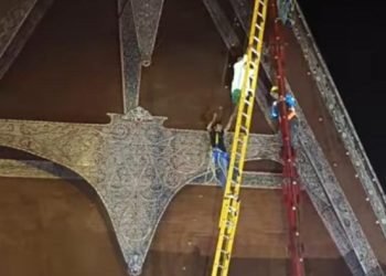 Viral pria panjat pohon natal setinggi 15 meter di Taput.