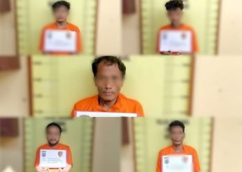 Lima pelaku di kantor polisi. 