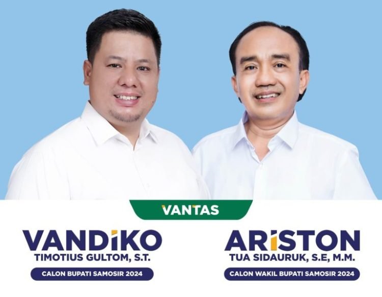 Pasangan Calon (paslon) Bupati dan Wakil Bupati Samosir terpilih Vandiko Timotius Gultom dan Ariston Tua Sidauruk (Vandiko-Ariston). 