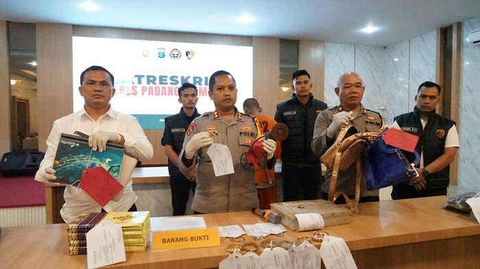 Kapolres Padangsidimpuan AKBP Wira Prayatna saat merilis kasus pencurian. 