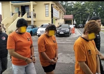 Trio wanita diduga pengedar sabu.