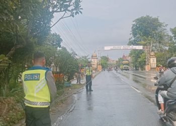 Satlantas Polresta Deli serdang saat lakukan olah TKP. 