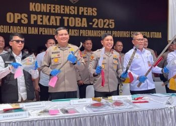 Polda Sumut saat merilis kasus premanisme. 