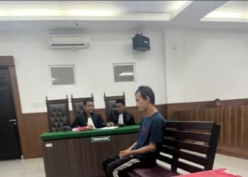Herli Fadli Nasution alias Nanang (27) saat sidang pembacaan tuntutan oleh JPU Kejaksaan Negeri Seirampah.