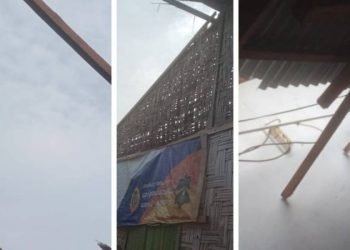 Rumah warga yang terdampak angin puting beliung di Desa Sidomulyo Kecamatan Binjai, Kabupaten Langkat.