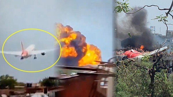 Pesawat Air India yang jatuh di Ahmadebad.