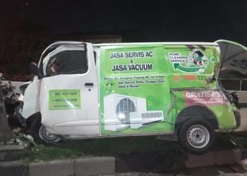 Kondisi mobil yang diduga ditabrak. 