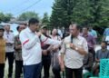 Menteri Perumahan Rakyat Dan Kawasan Pemukiman Maruarar Sirait mengunjungi penerima bantuan Stimulan Perumahan Swadaya di Kabupateb Toba. (IST)