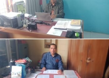 Kepala SMA Negeri 2 Tarutung Dahlan Situmeang, S.Pd., M.Pd dan Kepala SMA Swasta HKBP 1 Tarutung Tumbur Silaban, S.Pd., MM. (IST)