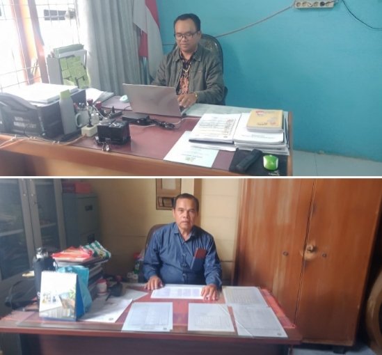 Kepala SMA Negeri 2 Tarutung Dahlan Situmeang, S.Pd., M.Pd dan Kepala SMA Swasta HKBP 1 Tarutung Tumbur Silaban, S.Pd., MM. (IST)